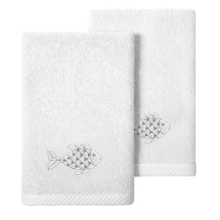 Authentic Hotel and Spa 2PC Embellished Fingertip Towel Set Silver