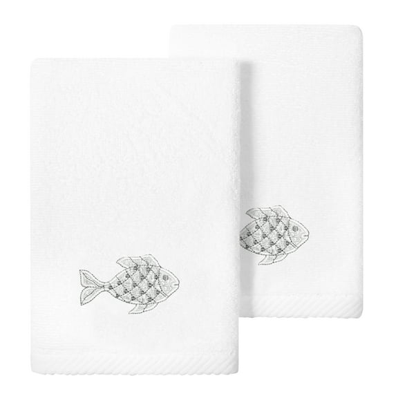 Authentic Hotel and Spa 2PC Embellished Fingertip Towel Set White