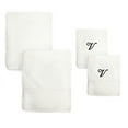 thumbnail image 1 of Authentic Hotel and Spa  4-piece White Turkish Cotton Towel Set with Black Monogrammed Initial Hand Towel V, 1 of 5