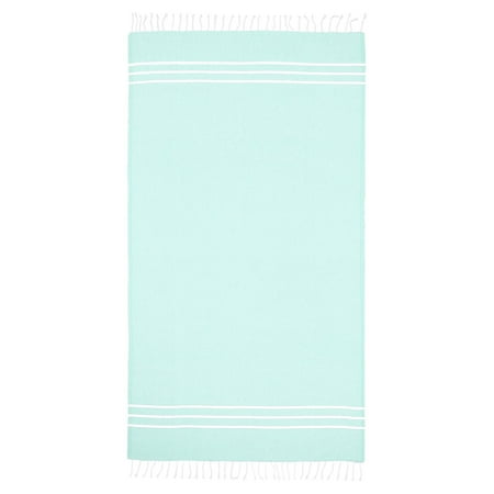 Authentic Hotel and Spa Authentic Ella Pestemal Fouta Turkish Cotton Bath/ Beach Towel White, Green
