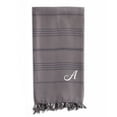 thumbnail image 1 of Authentic Hotel and Spa Authentic Sol Monogrammed Pestemal Fouta Grey Tonal Stripe Turkish Cotton Bath/ Beach Towel Gray/A, 1 of 5