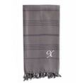 thumbnail image 1 of Authentic Hotel and Spa Authentic Sol Monogrammed Pestemal Fouta Grey Tonal Stripe Turkish Cotton Bath/ Beach Towel Gray/X, 1 of 5