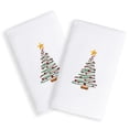 thumbnail image 1 of Authentic Hotel and Spa Christmas Tree Embroidered White Turkish Cotton Hand Towels (Set of 2), 1 of 2