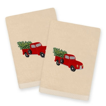 Authentic Hotel and Spa  Christmas Truck 2 PC Hand Towel Set Sand