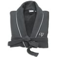 thumbnail image 1 of Authentic Hotel and Spa  Dark Grey Unisex Turkish Cotton Waffle Weave Terry Bath Robe with White Script Monogram V Large/XL, 1 of 5