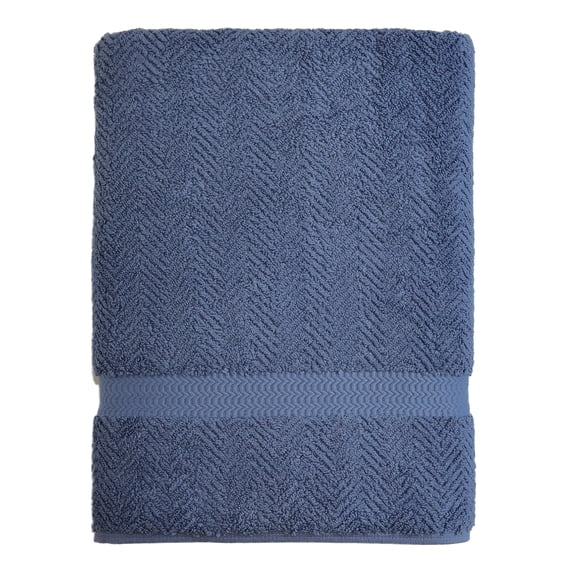 Authentic Hotel and Spa Herringbone Weave Turkish Cotton Bath Sheet Cornflower blue