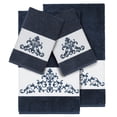 thumbnail image 1 of Authentic Hotel and Spa  Midnight Blue Turkish Cotton Scrollwork Embroidered 4 piece Towel Set, 1 of 3