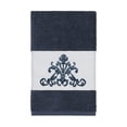 thumbnail image 1 of Authentic Hotel and Spa  Midnight Blue Turkish Cotton Scrollwork Embroidered Hand Towel, 1 of 3