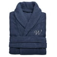 thumbnail image 1 of Authentic Hotel and Spa  Midnight Blue with Grey Monogrammed Herringbone Weave Turkish Cotton Unisex Bath Robe W S/M, 1 of 5