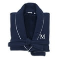 thumbnail image 1 of Authentic Hotel and Spa  Navy Blue Unisex Turkish Cotton Waffle Weave Terry Bath Robe with White Block Monogram M S/M, 1 of 5