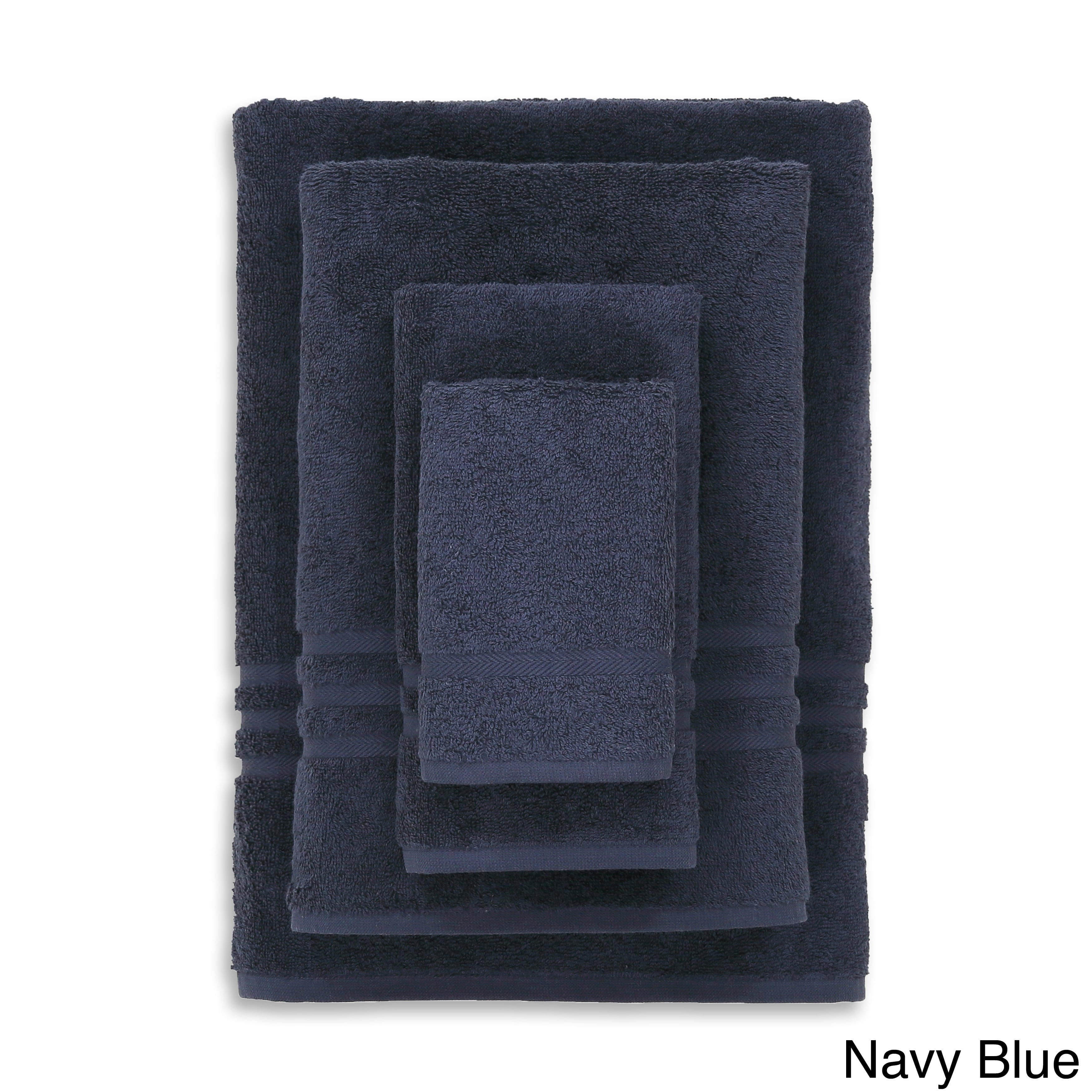 Authentic Hotel and Spa  Omni Turkish Cotton 4-piece Terry Bath Towel Set Navy Blue