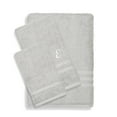 thumbnail image 1 of Authentic Hotel and Spa  Omni Turkish Cotton Terry 3-piece Grey Bath Towel Set with White Script Monogrammed Initial E, 1 of 5