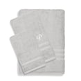 thumbnail image 1 of Authentic Hotel and Spa  Omni Turkish Cotton Terry 3-piece Grey Bath Towel Set with White Script Monogrammed Initial P, 1 of 5