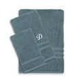 thumbnail image 1 of Authentic Hotel and Spa  Omni Turkish Cotton Terry 3-piece Medium Blue Bath Towel Set with White Script Monogrammed Initial Blue/D, 1 of 5