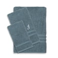 thumbnail image 1 of Authentic Hotel and Spa  Omni Turkish Cotton Terry 3-piece Medium Blue Bath Towel Set with White Script Monogrammed Initial Blue/J, 1 of 5
