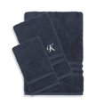 thumbnail image 1 of Authentic Hotel and Spa  Omni Turkish Cotton Terry 3-piece Navy Blue Bath Towel Set with White Script Monogrammed Initial K, 1 of 5