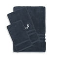 thumbnail image 1 of Authentic Hotel and Spa  Omni Turkish Cotton Terry 3-piece Navy Blue Bath Towel Set with White Script Monogrammed Initial N, 1 of 5