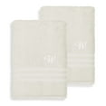 thumbnail image 1 of Authentic Hotel and Spa  Omni Turkish Cotton Terry Set of 2 Cream Bath Towels with White Script Monogrammed Initial W, 1 of 5