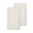 thumbnail image 1 of Authentic Hotel and Spa  Omni Turkish Cotton Terry Set of 2 Cream Hand Towels with White Script Monogrammed Initial B, 1 of 5