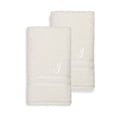 thumbnail image 1 of Authentic Hotel and Spa  Omni Turkish Cotton Terry Set of 2 Cream Hand Towels with White Script Monogrammed Initial J, 1 of 5