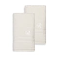 thumbnail image 1 of Authentic Hotel and Spa  Omni Turkish Cotton Terry Set of 2 Cream Hand Towels with White Script Monogrammed Initial R, 1 of 5