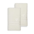thumbnail image 1 of Authentic Hotel and Spa  Omni Turkish Cotton Terry Set of 2 Cream Hand Towels with White Script Monogrammed Initial T, 1 of 5