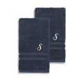 thumbnail image 1 of Authentic Hotel and Spa  Omni Turkish Cotton Terry Set of 2 Navy Blue Hand Towels with White Script Monogrammed Initial Navy Blue/S, 1 of 5