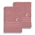 thumbnail image 1 of Authentic Hotel and Spa  Omni Turkish Cotton Terry Set of 2 Tea Rose Bath Towels with White Script Monogrammed Initial C, 1 of 5