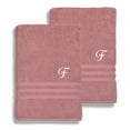 thumbnail image 1 of Authentic Hotel and Spa  Omni Turkish Cotton Terry Set of 2 Tea Rose Bath Towels with White Script Monogrammed Initial F, 1 of 5