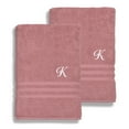 thumbnail image 1 of Authentic Hotel and Spa  Omni Turkish Cotton Terry Set of 2 Tea Rose Bath Towels with White Script Monogrammed Initial K, 1 of 5