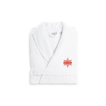 Authentic Hotel and Spa  Red Snowflake Terry Cloth Turkish Cotton Bath Robe L/XL
