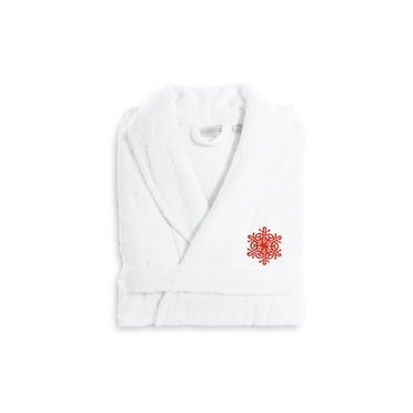Authentic Hotel and Spa  Red Snowflake Terry Cloth Turkish Cotton Bath Robe S/M