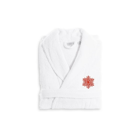 Authentic Hotel and Spa  Red Snowflake Terry Cloth Turkish Cotton Bath Robe S/M