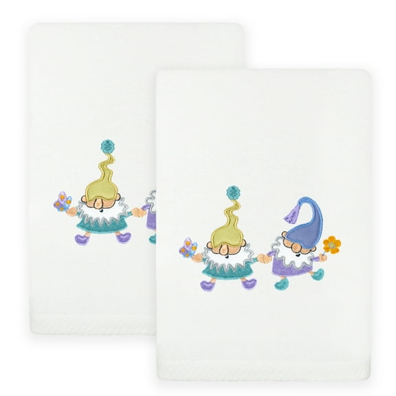 Authentic Hotel and Spa  Spring Gnomes Turkish Cotton Hand Towels (Set of 2) White