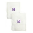 thumbnail image 1 of Authentic Hotel and Spa Sweet Kids 2-piece White Turkish Cotton Hand Towels Personalized with Lavender Purple Monogrammed Initial B, 1 of 5