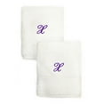 thumbnail image 1 of Authentic Hotel and Spa Sweet Kids 2-piece White Turkish Cotton Hand Towels Personalized with Lavender Purple Monogrammed Initial X, 1 of 5