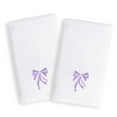 thumbnail image 1 of Authentic Hotel and Spa Sweet Kids Purple Bow Embroidered White Turkish Cotton Hand Towels (Set of 2), 1 of 2