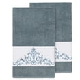 thumbnail image 1 of Authentic Hotel and Spa  Teal Blue Turkish Cotton Scrollwork Embroidered Bath Towels (Set of 2), 1 of 3