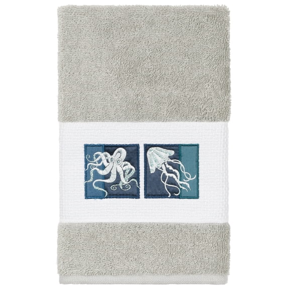 Authentic Hotel and Spa Textiles 100% Turkish Cotton Ava Embellished Hand Towel Light Gray