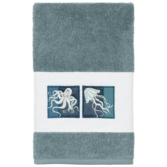 Authentic Hotel and Spa Textiles 100% Turkish Cotton Ava Embellished Hand Towel Teal