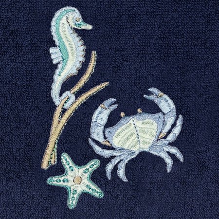 Authentic Hotel and Spa Turkish Cotton Aaron 4PC Embellished Towel Set Marine