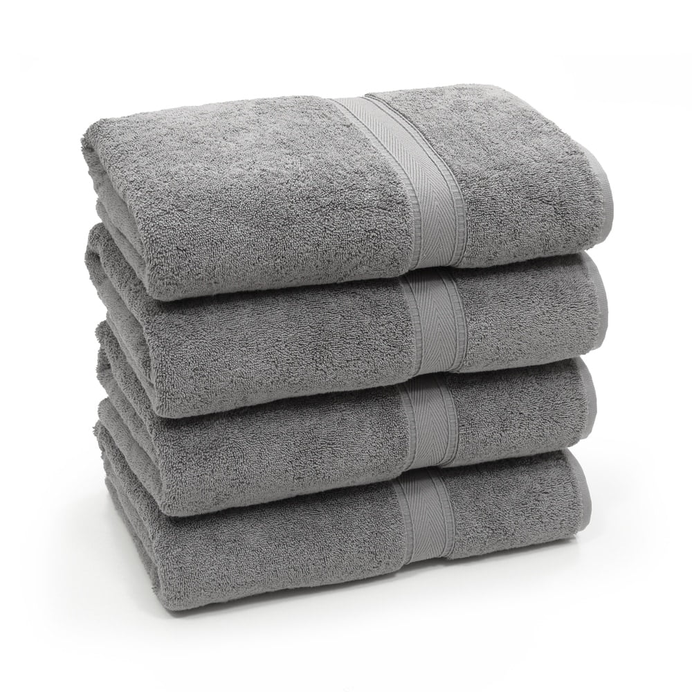 Dark Gray Turkish Cotton Bath Sheet Set of Four