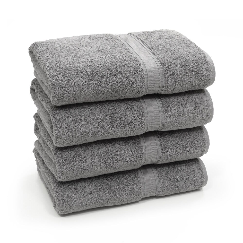 Dark Gray Turkish Cotton Bath Sheet Set of Four