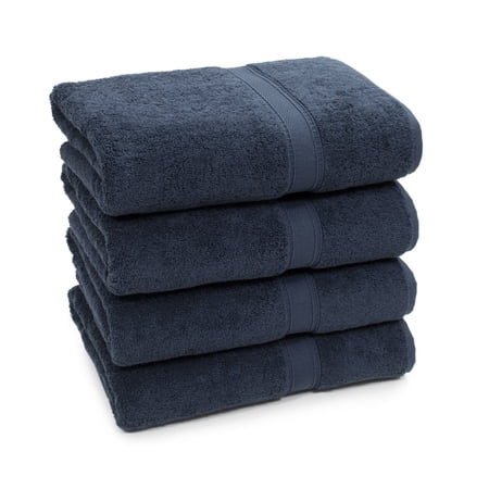 Authentic Hotel and Spa Turkish Cotton Bath Towels (Set of 4) Navy
