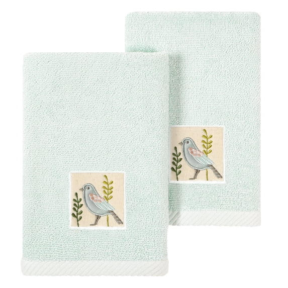 Authentic Hotel and Spa Turkish Cotton Belinda 2PC Fingertip Towel Set Aqua