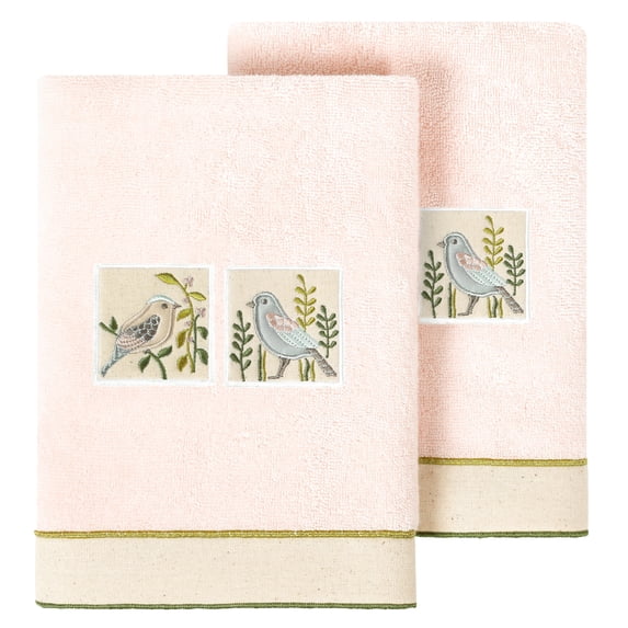 Authentic Hotel and Spa Turkish Cotton Belinda 2PC Hand Towel Set Blush