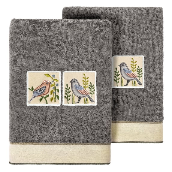 Authentic Hotel and Spa Turkish Cotton Belinda 2PC Hand Towel Set Charcoal