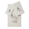 thumbnail image 1 of Authentic Hotel and Spa  Turkish Cotton Blue Bird Embroidered 3 piece Towel Set Cream, 1 of 5