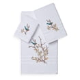 thumbnail image 1 of Authentic Hotel and Spa  Turkish Cotton Blue Bird Embroidered 3 piece Towel Set White, 1 of 5