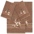 thumbnail image 1 of Authentic Hotel and Spa  Turkish Cotton Blue Bird Embroidered Latte Brown 4-piece Towel Set, 1 of 4